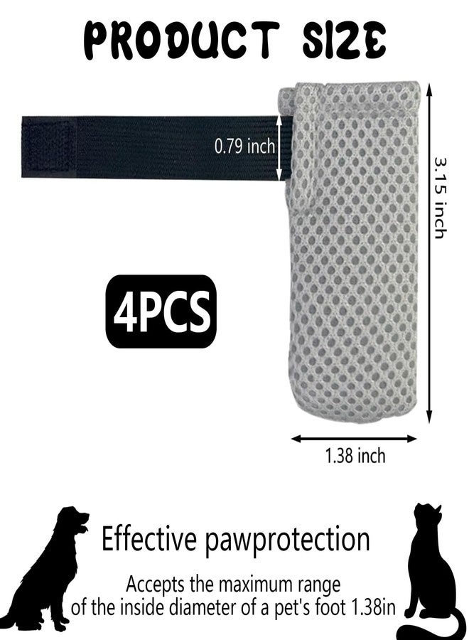 QIYUDA 4 Pcs Cat Mittens to Prevent Scratching for Pets with Paw Inner Diameter up to 1.35 Inches, Adjustable Breathable Mesh Kitten Shoes Socks Booties for Only Grey - Image 2